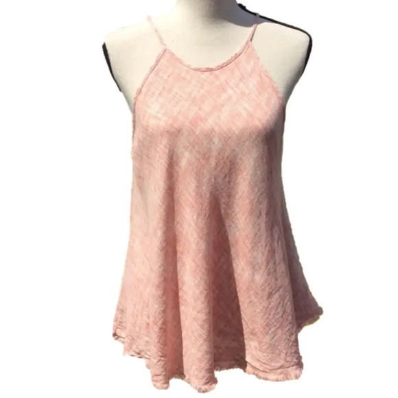 Anthropologie Tops - Cloth & Stone Peach Frayed Hem Halter Top Sz-M